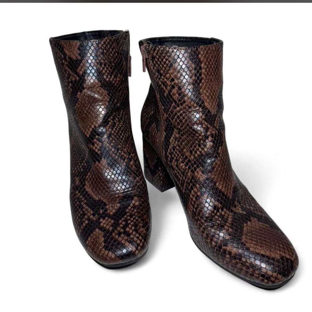 a new day Brown Snakeskin Ankle Booties